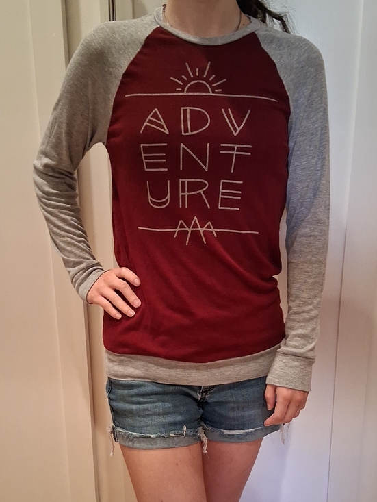 Canvas Tops - Adventure Graphic Long Sleeve Shirt, Burgundy & Light Gray, Size XS